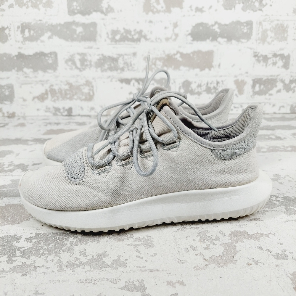 Adidas Tubular Shadow Grey Beige Lace Up Athletic Running Sneakers F146